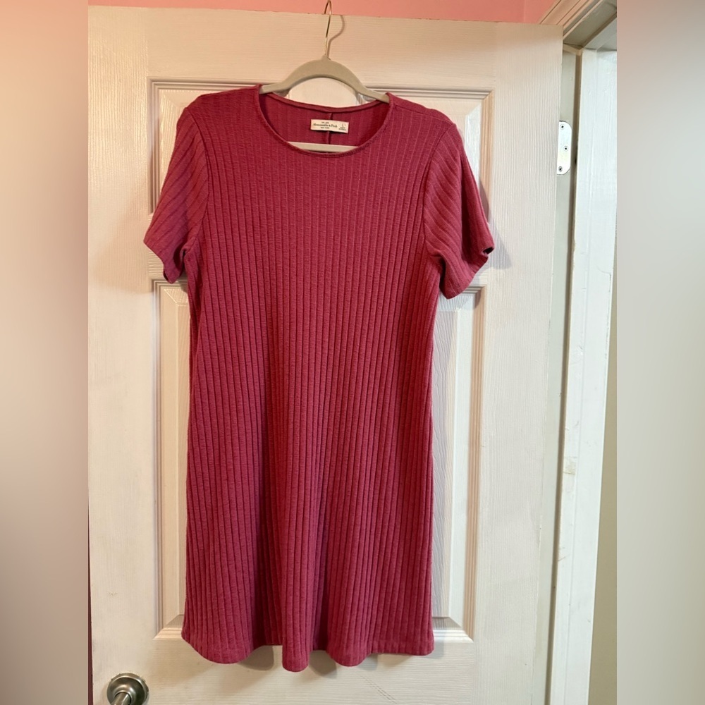 Abercrombie & Fitch Ribbed Mini Dress in Deep Pink